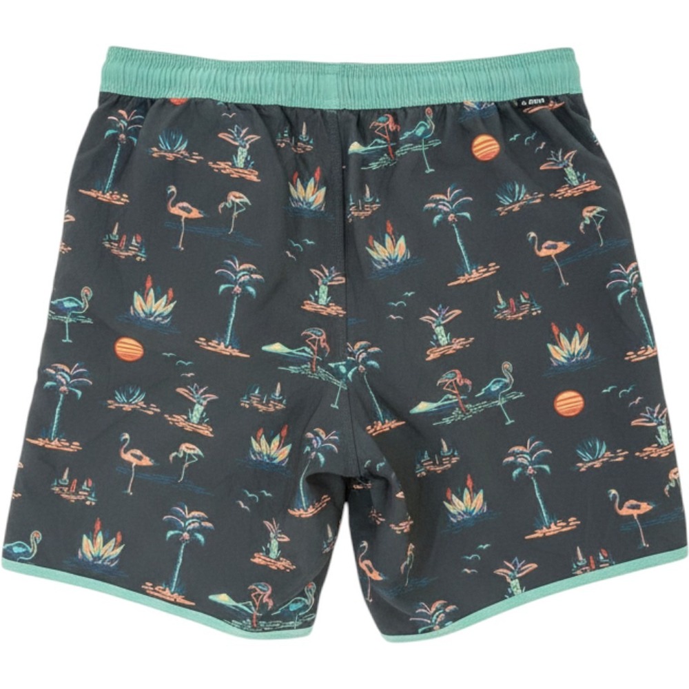 Jetty Mens XL Tropical Flamingo Board Shorts Black Green Stretch Swim Trunks